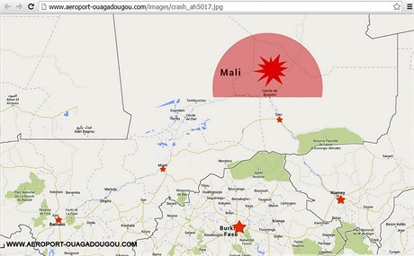Webové stránky letit v Ouagadougou ukazují mapu, na ní je zobrazeno místo...