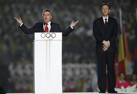 Prezident Mezinárodního olympijského výboru zahajuje olympijské hry mládee v...