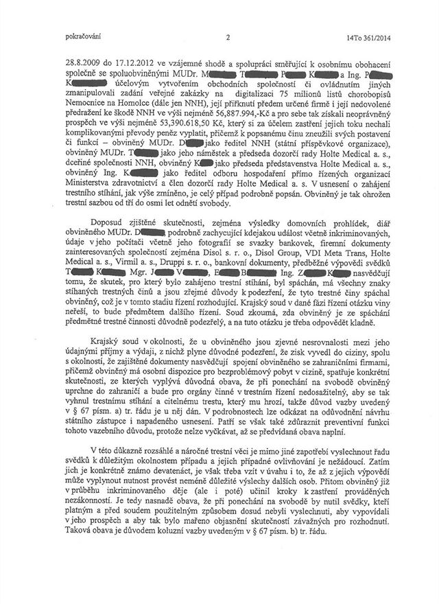 Usnesení o vazb Vladimíra Dbalého.