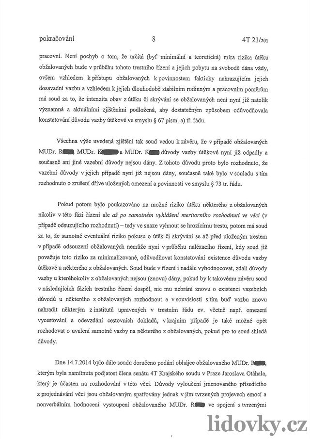 (8) Usnesení Krajského soudu v Praze, kterým byl Davidu Rathovi vrácen cestovní...