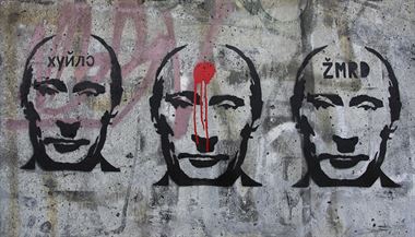 Pvodn graffiti zobrazujc Vladimra Putina na zastvce Pstavit v...