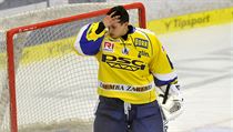 Brankář Libor Kašík ze Zlína po druhém inkasovaném gólu. | na serveru Lidovky.cz | aktuální zprávy