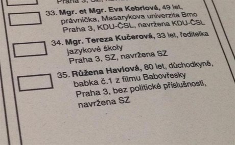Do komunálních voleb kandiduje i hereka Rena Havlová, babka . 1 z filmu...