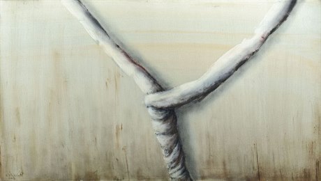 Oldich Tichý: Jaro o Velikonocích (2014). Olej, plátno, 100 x 180 cm.