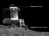 Modul Philae pistávající na komet 67P/Churyumov-Gerasimenko.