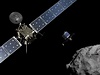 Sonda Rosetta a modul Philae, který míí na povrch  komety...