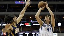 Stela! Dirk Nowitzki v utkn proti Indian.