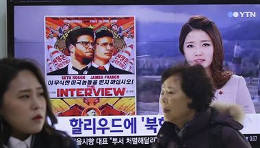 Plakt k filmu The Interview ve vysln jihokorejsk televize.