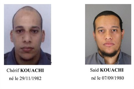 Pachatelé útoku na redakci Charlie Hebdo: brati Chérif a Said Kouachiovi.
