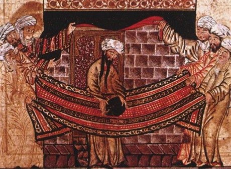 Prorok Mohamed na miniatue v kronice ze 14. století.