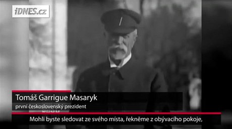 Anglická e prezidenta Masaryka na videu o budoucnosti televizního vysílání.