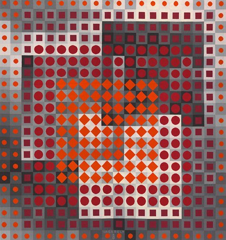 Victor Vasarely: Harmas, 1966, 260x244 cm, tapisérie (manufaktura Tabard,...