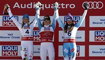 MEDAILISTKY ZE SLALOMU POHROMADĚ. Uprostřed je vítězka Mikaela Shiffrinová,... | na serveru Lidovky.cz | aktuální zprávy