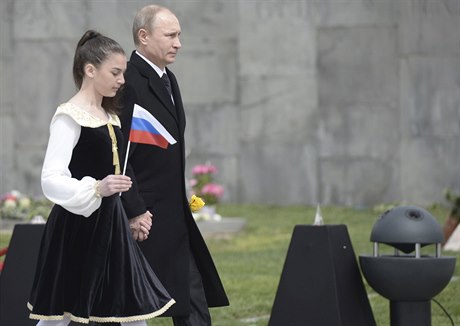 Ruský prezident Vladimír Putin na pietní ceremonii v Jerevanu.