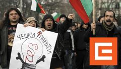 Demonstrace proti EZ v Bulharsku.