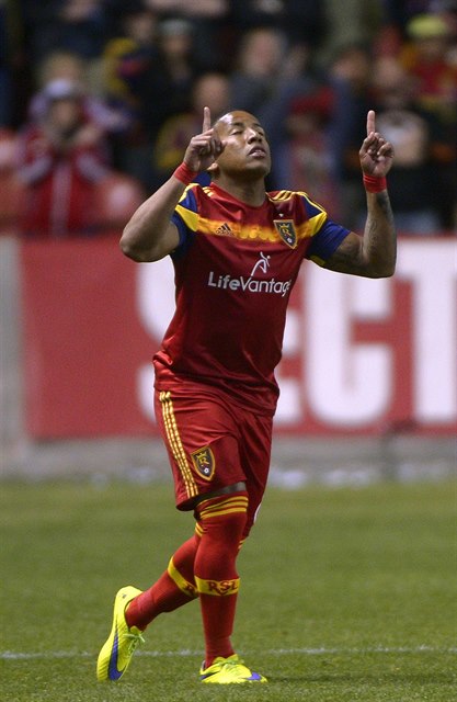 Joao Plata z týmu Real Salt Lake hrající americkou MLS.