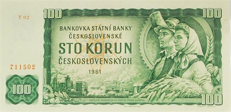 Stokorunová bankovka z roku 1961.