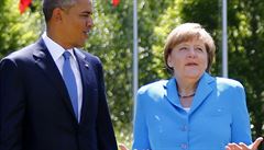 Kancléka Merkelová a prezident Obama na summitu G7