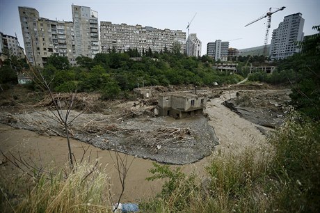 Oblast Tbilisi zasaená povodnmi.