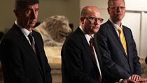 V pondělí proběhlo první jednání možných koaličních partnerů. Na snímku zleva... | na serveru Lidovky.cz | aktuální zprávy