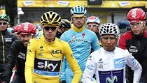 Froome a Quintana na startu posledn etapy leton Tour de France.