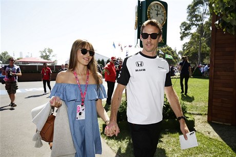 Jenson Button se svou manelkou Jessicou.