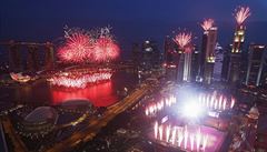 Oslavy 50. výroí nezávislosti zem v centru Singapuru.