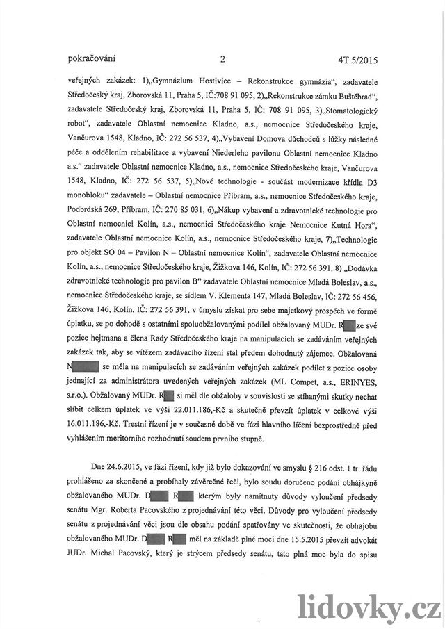 Usnesení o podjatosti Rathova soudce Roberta Pacovského