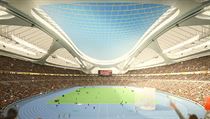 Centrln stadion v Tokiu dle nvrhu od Zaha Hadid Architects pipomnal...