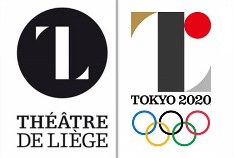 Logo divadla v Lutychu (vlevo) v porovnání s olympijským.