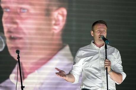 Opoziní vdce Alexej Navalnyj na demonstraci