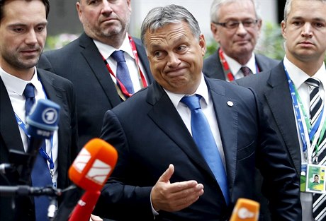 Maarský premiér Viktor Orbán na mimoádném summitu v Bruselu.