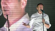 Opozin vdce Alexej Navalnyj na demonstraci