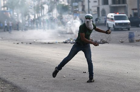 Palestinský demonstrant proti idovským osadám - ilustraní foto