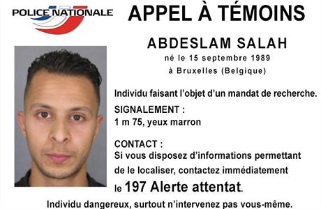 Mu hledan ve spojitosti s teroristickmi toky se jmenuje Abdeslam Salah.
