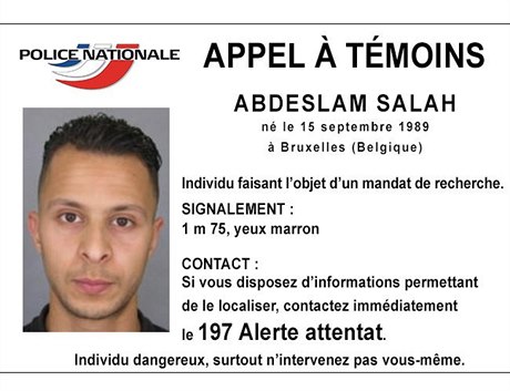 Mu hledaný ve spojitosti s teroristickými útoky se jmenuje Abdeslam Salah.