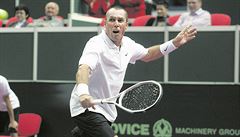 Tenista Ivan Lendl pi exhibici v Ostrav v roce 2010.