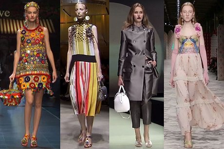 Modely pro jaro a léto 2016 z milánského fashion weeku (zleva): Dolce &...