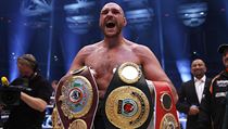 Tyson Fury s psy pro ampiona organizac WBA, IBF a WBO.