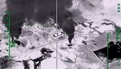Zábry zveejnné ruským ministerstvem obrany zachycují výsledky úder ruského...