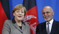Nmecká kancléka Merkelová s afghánským prezidentem Ghaním.