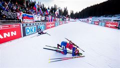 Vyerpání. Gabriela Soukalová v cíli.