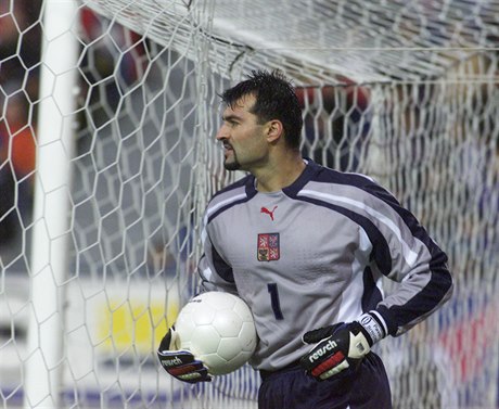 Pavel Srníek v v dresu eské reprezentace.