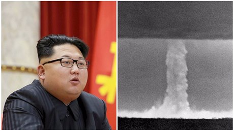 Kim ong-un a exploze vodíkové bomby (ilustraní snímek).