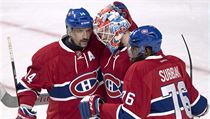 Gólman Montreal Canadiens Mike Condon se spoluhráči Tomášem Plekanecem (vlevo)... | na serveru Lidovky.cz | aktuální zprávy