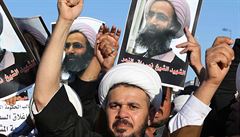 Irátí demonstranti pokikovali hesla proti saúdskoarabské vlád.