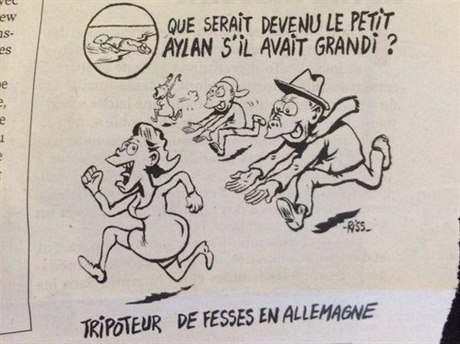 Drsná karikatura Charlie Hebdo.