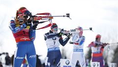 Gabriela Soukalova of the Czech Republic shoots on her way to winning the 12.5...