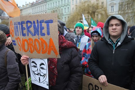 Demonstrace v Praze za svobodný internet