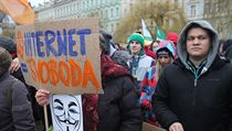 Demonstrace v Praze za svobodný internet Demonstrace v Praze za svobodný internet